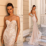 Runhufu Glitter Spaghetti Straps Mermaid Wedding Dress 2024 Lace Appliques Sexy Sweetheart Bridal Gowns Sparkly Robe De Mari¨¦e