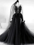 runhufu Black Wedding Dresses Sexy Backless High Side Split A-line Bridal Dress Lace Wedding Gowns Without Veil Vestido De Novia