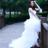 Runhufu Dress Eleant Feather Strapless Lace Up Princess Luxury Front Short Back Long Wedding Dresses Plus Size
