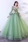 runhufu Quinceanera Dress Party Prom Formal Dress Full Sleeve Ball Gown Sweet Floral Print Quinceanera Dresses Vestido 15 Anos