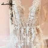 Runhufu A-Line Backless Wedding Dress 2024 Vintage Lace Applique Beaded Off White Tulle Wedding Gowns Trouwjurk Long Bridal Dress