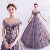 Runhufu New Banquet Elegant Evening Dress Scoop Sequins Appliques Floor-length Long Prom Formal Gown Vestidos De Noche