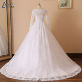 Runhufu NICEB Long Sleeves Wedding Dresses Luxury Ball Gowns Robe De Mariee Appliques Lace Beading Bride Illusion Vestidos Novia