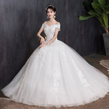 Runhufu The Shoulder Wedding Dress 2023 light Appliques Pearls Lace Fashion Wholesale Cheap Simple Bride Dress Vestidos De Novia
