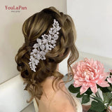 Runhufu Alloy Rhinestone Headband Wedding Head Piece Flower Bridal Hair Accessories Hair Comb Silver Hair Clips Headwear HP301