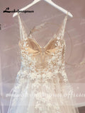 runhufu Unlined Bodice FLowy A Line Tulle Wedding Dress With V Neck Bridal Gown Beach Bridal Gown trouwjurk Robe de mariee