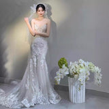 Fishtail Lace Wedding Dress Yarn Advanced Texture 2025 New Bride Slimming Super Fairy Boobs Go Out Yarn Woman