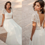 2025 White Super Fairy Beach Vacation Daily Dress Chiffon Lace Bare Back Light Wedding Dress Direct