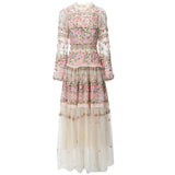 runhufu Industry Embroidery Lantern Sleeve Princess Powder Long Dress Dresses Autumn And Winter Women's New 2024