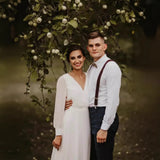 Simple A Series Chiffon Wedding Dress V Collar Elegant Wedding Dress Simple Travel Shot Yarn Summer