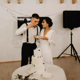 Simple A Series Chiffon Wedding Dress V Collar Elegant Wedding Dress Simple Travel Shot Yarn Summer