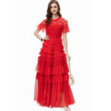 runhufu Wind Round Collar Lotus Leaf Side Splicing Short Sleeves Big Swing Purple Dress Dress Women's Autumn And Winter New 2024