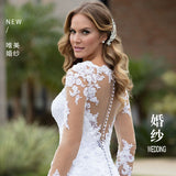 Wedding Fish Tail 2025 New Dress European-Style Long-Sleeved Spillback Wedding Banquet Exclusive
