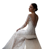 Wedding Dress 2025 Spring And Summer Long Sleeves With Tail Tug-And-Tailed Retro Showing Thin Sleeve Dress Dress