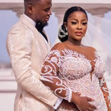 Wedding Dress 2025 New Shoulder Long-Sleeved Bride Wedding Fishtail Evening Dress Lace Wedding Dress