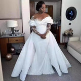 New Wedding Dress Pure White African Bride Wedding Mermaid Wedding Dress Fishtail Skirt Removable Tail