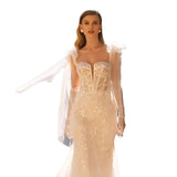 Wedding Dress 2025 Summer New One-Word Wedding Dress Skirt Disassembly Lace Tail Wedding Dress