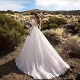 2025 Summer New Women's Long-Sleeved Shoulder Bridal Wedding Dress Dress Sexy