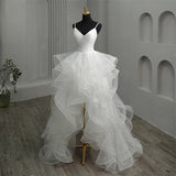 The New Front And Short Long And Light Wedding Bridal Temperament Simple Super Fairy Dream Travel Shoot Out Yarn Depth V Sexy Dress