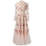 runhufu Industry Lily Three-Dimensional Lace Collar Long-Sleeved Lotus Side Princess Dress New Women's Autumn And Winter 2024