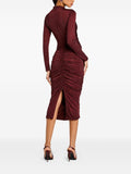 runhufu New Women's Dress Sexy Bag Hip Hot Diamond Fork Long Sleeve Dress