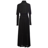 runhufu Sleeves Folded Waist Wine Red Elastic Knitted Princess Style Dress Station Spring And Summer Women New 2025