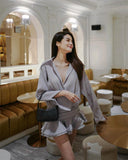 runhufu High-End Feel-Leaf White V-Neck Thin Shirt Dress For Women's Spring 2024 Fairy Babes