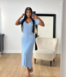 runhufu Summer Women's New Short Sleeve V-Neck Dress