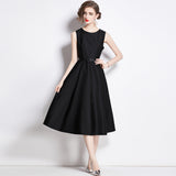 runhufu New French Temperament Light Style Light Wind To The Waist Thin Fashion Long Sleeveless Dress