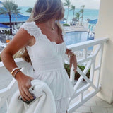 runhufu Luth's Same 2025 Women's New Folded Wood Ear Short Sleeves To The Waist Thin Cake Dress Under The Hem Skirt