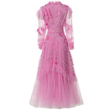 runhufu Industry Lien Clams Nail Pearl Three-Dimensional Flower Pink Round-Necked Princess Dress Dress Dress Famous Spring And Summer Woman 2025