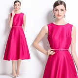 runhufu New French Temperament Light Style Light Wind To The Waist Thin Fashion Long Sleeveless Dress