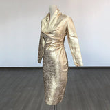 runhufu Deep V-Neck Fashion Trendy Long Sleeve Banded Dress With High-End Banquet Evening Dress