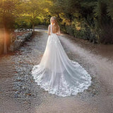 Long V-Neck Wedding Dress 2025 Summer New Temperament Elegant Simple Atmospheric Tail Strap