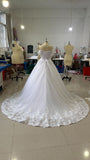 The Main Wedding Dress 2025 New Drag Tail Small Word Bride's Word Shoulder Temperament Super Fairy Dream Thin Simple Yarn