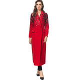 runhufu Wind Heavy Industry Glided Long Sleeves Double Buckle Black Long Wind Coat Women's New Autumn And Winter 2024