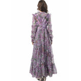 runhufu Industry Lien Embroidered Purple Lotus Leaf Side Princess Long Sleeve Dress Dress Autumn And Winter Women's New 2024