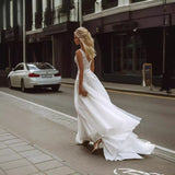 Theme Wedding Dress 2025 New Bridal French-Style Light Wedding Dress Super Fairy Perspective V-Neck Sexy Drag Tail Thin Wedding Dress