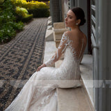 Wedding Dress 2025 Spring And Summer Long Sleeves With Tail Tug-And-Tailed Retro Showing Thin Sleeve Dress Dress