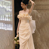 runhufu Light Wedding Dress 2024 New High-End Small And Small Mori Is Super Fairy Yarn Bosom Princess Style Engagement Dress