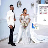 Wedding Dress 2025 New Shoulder Long-Sleeved Bride Wedding Fishtail Evening Dress Lace Wedding Dress