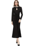 runhufu Industry Nails Sexy Hollow Long-Sleeved Fishtail Princess Dress Dress Women's Spring And Summer New 2024