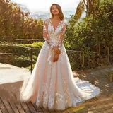 White Bridal Wedding Dress V-Neck Long-Sleeved Dress Closes The Waist Open Fork Long Skirt To Go Out To Greet The Evening Dress
