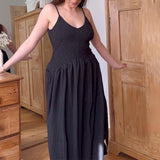 runhufu Women's Summer V-Neck Suspension Suspension Suspension Sumley Sumley High Waist Temperament Dress