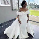 New Wedding Dress Pure White African Bride Wedding Mermaid Wedding Dress Fishtail Skirt Removable Tail