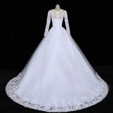 2025 New Summer Wedding Dress Floor-To-Ceiling Fashion Temperament High-End Sense Of Long-Sleeved White Fairy Wedding Dress