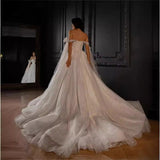 Wedding White Sexy Shoulder-To-Shoulder-Back Wedding Dress 2025 Summer New Temperament High-End Style Wedding Dress