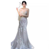 Fishtail Lace Wedding Dress Yarn Advanced Texture 2025 New Bride Slimming Super Fairy Boobs Go Out Yarn Woman
