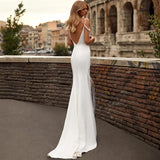The Theme Of The Studio French Sling Strips Bare Back White Open Fork Dress Temperament Famous Travel Shooting Film Simple Wedding Dress