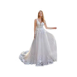 Long V-Neck Wedding Dress 2025 Summer New Temperament Elegant Simple Atmospheric Tail Strap